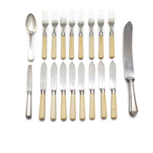 Null AN ASSORTED COLLECTION OF SILVER FLATWARE, comprising a cake knife, Sheffie&hellip;