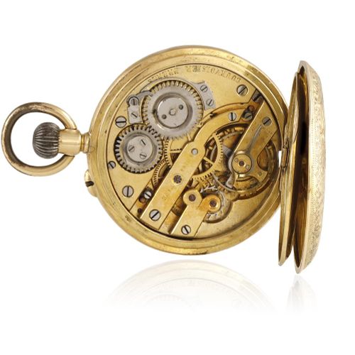 Null A GROUP OF THREE POCKET WATCHES, an 18K gold half hunter pocket watch with &hellip;