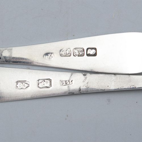 Null TWO SETS OF SIX IRISH SILVER BRIGHTCUT TAPER HANDLE TEASPOONS, Dublin c.180&hellip;