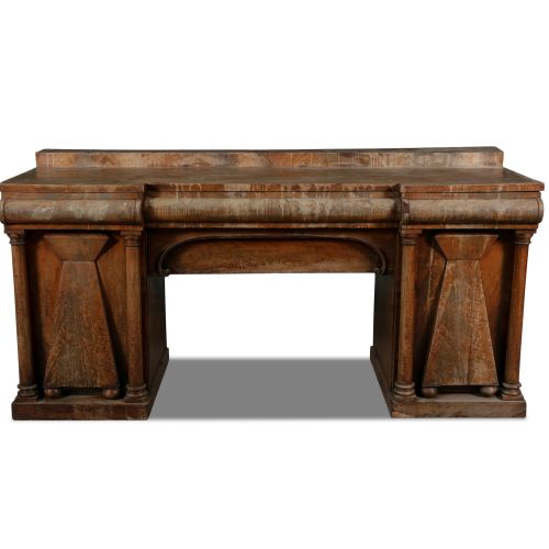 Null A VICTORIAN FADED MAHOGANY TWIN PEDESTAL SIDEBOARD OF INVERTED BREAKFRONT R&hellip;