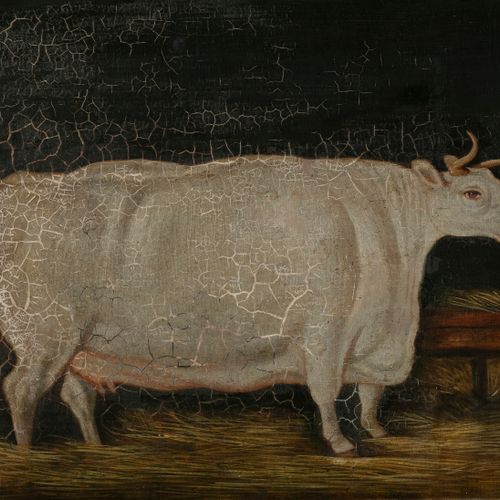 Null NAÏVE SCHOOL A Bull Oil on canvas, 46 x 61.5cm