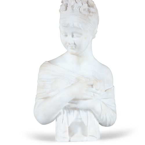 Null 法国19世纪JOSEPH CHINARD之后 雷卡米尔夫人的白色大理石雕刻半身像 卡雷拉大理石高30厘米