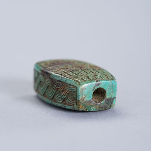 A TURQUOISE PENDANT OF AN ARCHAISTIC BEAD A TURQUOISE PENDANT OF AN ARCHAISTIC B&hellip;