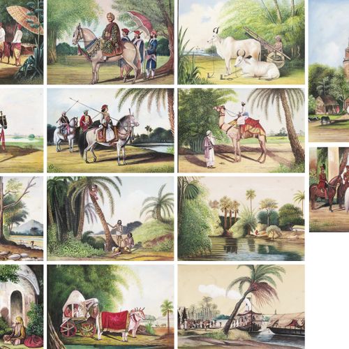 A SET OF 14 INDIAN COMPANY SCHOOL PAINTINGS UN SET DI 14 PITTURE DELLA SCUOLA IN&hellip;