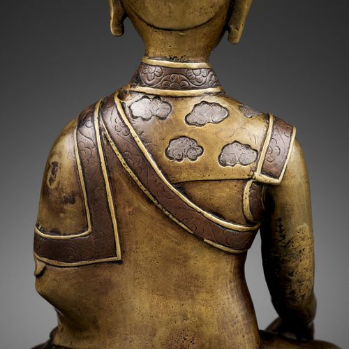 A PORTRAIT BRONZE OF A MONK, COPPER- AND SILVER-INLAID, 16TH-18TH CENTURY 铜和银镶嵌的&hellip;