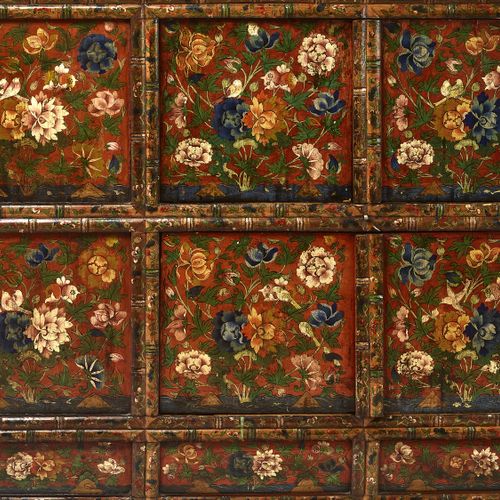 A RARE AND LARGE TIBETAN LACQUERED HARDWOOD CABINET, 19TH CENTURY 罕见的大型西藏漆面硬木柜，1&hellip;