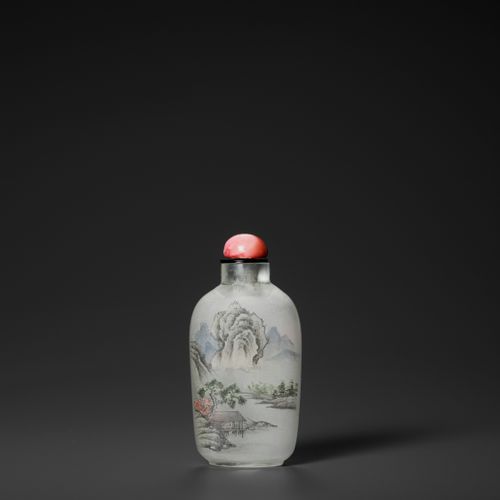 AN INSIDE-PAINTED GLASS ‘LANDSCAPE’ SNUFF BOTTLE, MIDDLE SCHOOL, LATE QING TO EA&hellip;