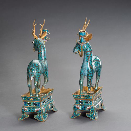 A PAIR OF CLOISONNÉ DEER CANDLE HOLDERS A PAIR OF CLOISONNÉ DEER CANDLE HOLDERS
&hellip;