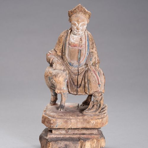A WOODEN SCULPTURE OF LAOZI RIDING A WATER BUFFALO 老子骑水牛的木雕
中国，清朝（1644 - 1912）或更&hellip;