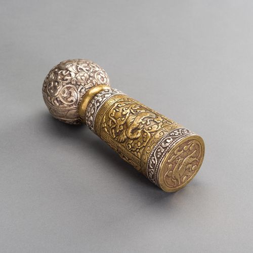 A VERY LARGE SILVER AND BRASS REPOUSSÉ SEAL A VERY LARGE SILVER AND BRASS REPOUS&hellip;
