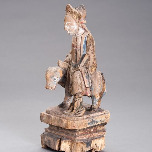 A WOODEN SCULPTURE OF LAOZI RIDING A WATER BUFFALO 老子骑水牛的木雕
中国，清朝（1644 - 1912）或更&hellip;
