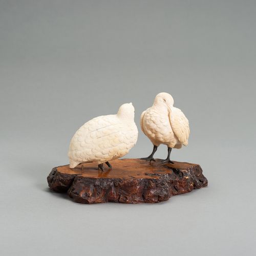 AN IVORY OKIMONO GROUP OF TWO QUAILS AN IVORY OKIMONO GROUP OF TWO QUAILS
Japan,&hellip;