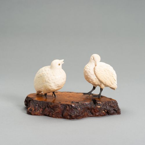 AN IVORY OKIMONO GROUP OF TWO QUAILS AN IVORY OKIMONO GROUP OF TWO QUAILSJapan
,&hellip;