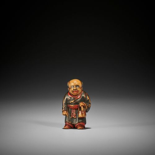 A LACQUERED WOOD NETSUKE OF A KARAKO, ATTRIBUTED TO SANSHO A LACQUERED WOOD NETS&hellip;