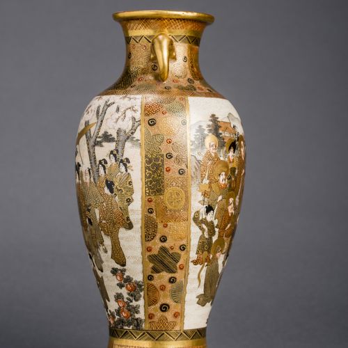 A JAPANESE MEIJI PERIOD GLAZED CERAMIC VASE WITH ROYALS AND SAINTS, SIGNED HODOD&hellip;