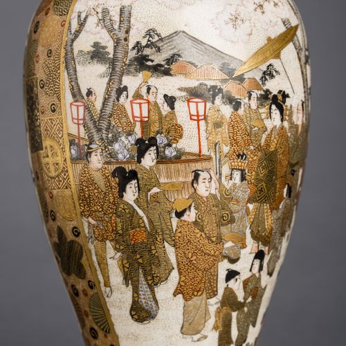 A JAPANESE MEIJI PERIOD GLAZED CERAMIC VASE WITH ROYALS AND SAINTS, SIGNED HODOD&hellip;