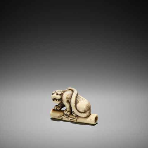 A POWERFUL KYOTO SCHOOL IVORY NETSUKE OF A TIGER ON BAMBOO A POWERFUL KYOTO SCHO&hellip;