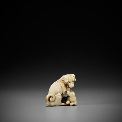 TOMOTADA: A FINE IVORY NETSUKE OF A BITCH AND PUP TOMOTADA: A FINE IVORY NETSUKE&hellip;