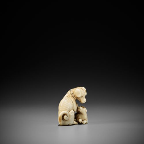 TOMOTADA: A FINE IVORY NETSUKE OF A BITCH AND PUP TOMOTADA: A FINE IVORY NETSUKE&hellip;