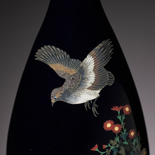 A CLOISONNÉ ENAMEL VASE WITH QUAILS AND CHRYSANTHEMUM, ATTRIBUTED TO THE WORKSHO&hellip;