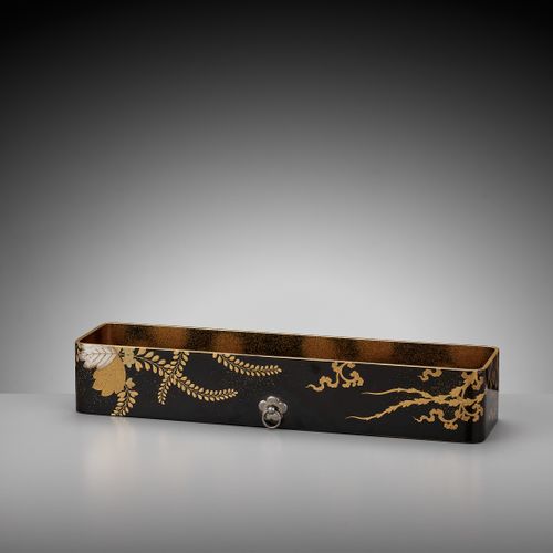 A LACQUER FUBAKO (DOCUMENT BOX) WITH HO-O BIRD AND PAULOWNIA Giappone, XIX secol&hellip;