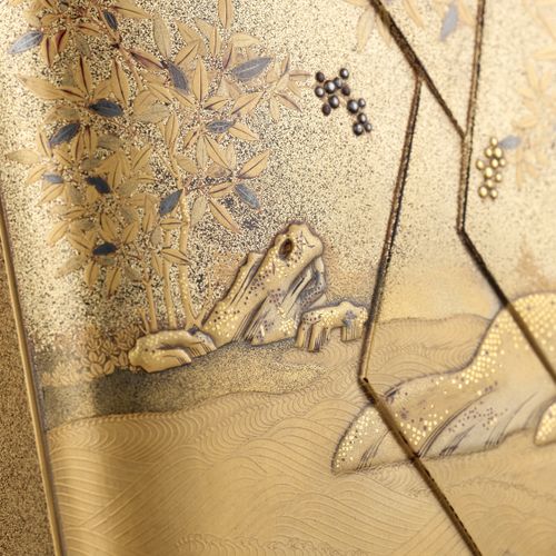 A LACQUER TEBAKO DEPICTING A LANDSCAPE WITH BAMBOO _x000D_

Japan, 19th century,&hellip;