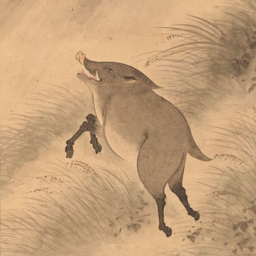 NOJIRO UNSEN: A FINE SCROLL PAINTING OF A WILD BOAR By Nojiro Unsen, signed Unse&hellip;