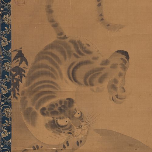 AFTER KANO NAGANOBU (1434-1530): A KANO SCHOOL SCROLL PAINTING OF A TIGER D'aprè&hellip;