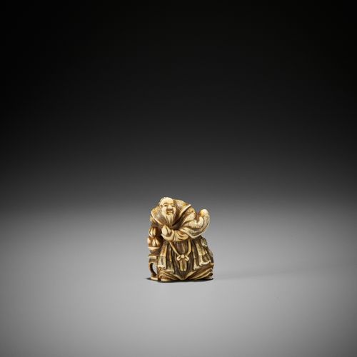 TOMOHIDE: AN IVORY NETSUKE OF TOBOSAKU SENNIN By Tomohide, signed Tomohide
Japan&hellip;