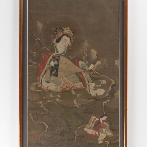 A VERY EARLY AND IMPORTANT SILK PAINTING OF BENZAITEN, C. 1400 Sekkyakushi sella&hellip;