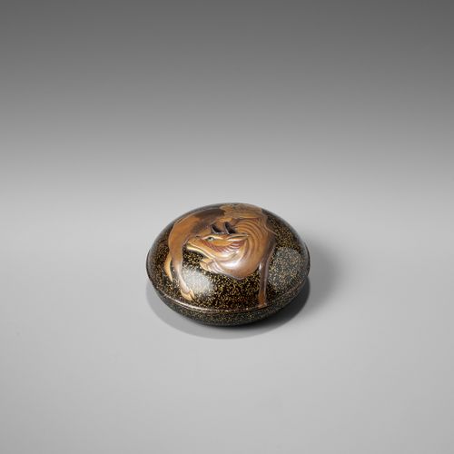 CHOKAN: A LACQUER KOGO AND COVER OF AN OX-HERDER AND OX Di Sano Chokan (1794-185&hellip;
