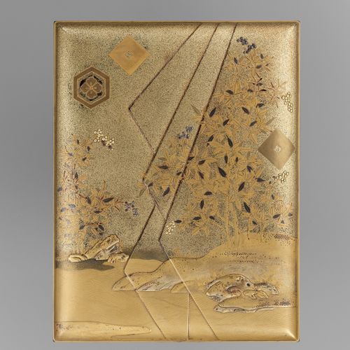 A LACQUER TEBAKO DEPICTING A LANDSCAPE WITH BAMBOO _x000D_

Japan, 19. Jahrhunde&hellip;