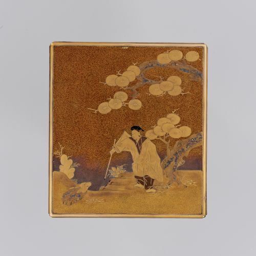 A RARE LACQUER SUZURIBAKO DEPICTING KOSHOHEI 日本，18世纪，江户时代（1615-1868年）

长方形，圆角，金边&hellip;