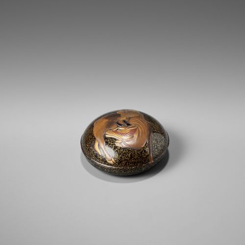CHOKAN: A LACQUER KOGO AND COVER OF AN OX-HERDER AND OX By Sano Chokan (1794-185&hellip;