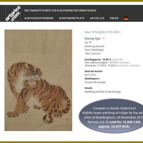 MORI TETSUZAN (1775-1841): A SCROLL PAINTING OF A TIGER By Mori Tetsuzan (1775-1&hellip;