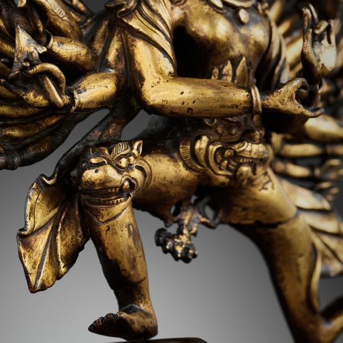A LARGE GILT BRONZE FIGURE OF CHAKRASAMVARA, QING DYNASTY 清代大型 镀金青铜雕像 中国，1644 19&hellip;