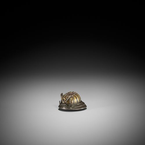 NORITSUGU: A RARE SILVER AND MIXED-METAL NETSUKE OF A KABUTO NORITSUGU: RARO NET&hellip;