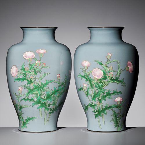 ANDO JUBEI: AN IMPRESSIVE PAIR OF CLOISONNÉ-ENAMEL BALUSTER VASES ANDO JUBEI: AN&hellip;