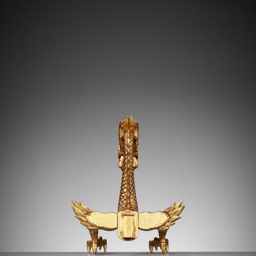 A RARE GOLD-LACQUERED WOOD MAEDATE IN THE FORM OF A DRAGON A RARE GOLD-LACQUERED&hellip;