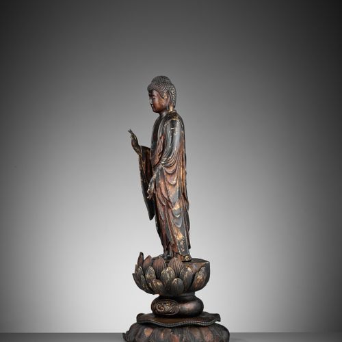 A GILT-LACQUERED WOOD FIGURE OF AMIDA NYORAI A GILT-LACQUERED WOOD FIGURE OF AMI&hellip;