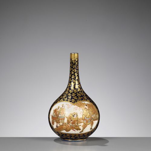 KINKOZAN: A MINIATURE SATSUMA CERAMIC VASE WITH SAMURAI AND BOYS KINKOZAN : VASE&hellip;