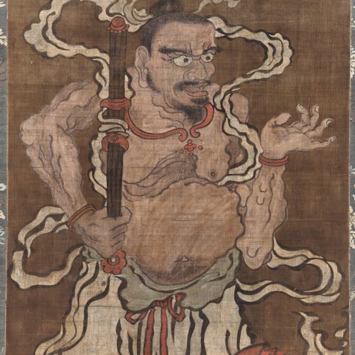 AN IMPRESSIVE PAIR OF LARGE SCROLL PAINTINGS DEPICTING NIO GUARDIANS AN IMPRESSI&hellip;