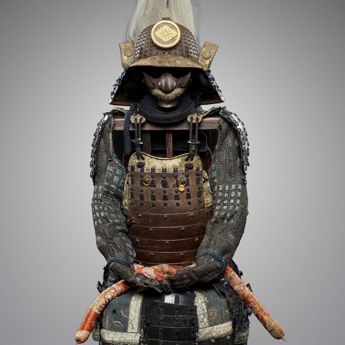 A SUIT OF ARMOR WITH A SUJIBACHI KABUTO BY KATSUHISA MYOCHIN AND A FALCON SASHIM&hellip;