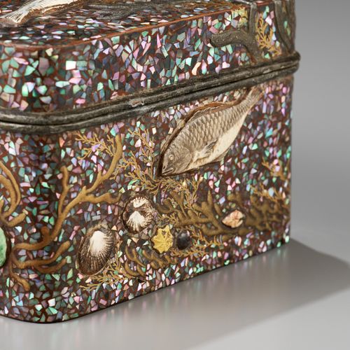 A SUPERB CERAMIC AND MOTHER-OF-PEARL INLAID LACQUER BOX AND COVER, ATTRIBUTED TO&hellip;