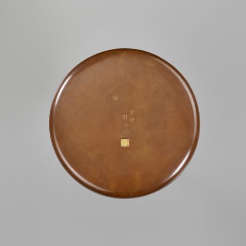 INOUE OF KYOTO: A SUPERB AND LARGE CIRCULAR INLAID BRONZE BOX AND COVER Inoue of&hellip;
