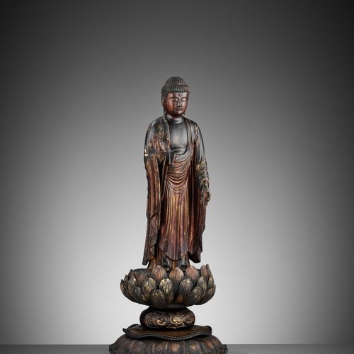A GILT-LACQUERED WOOD FIGURE OF AMIDA NYORAI 鎏金木雕阿弥陀佛 NYORAI
日本，18-19世纪，江户时代（161&hellip;