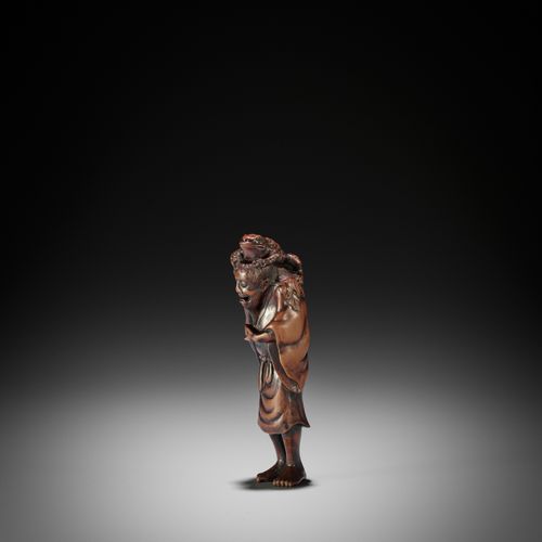 TADATOSHI: A LARGE WOOD NETSUKE OF GAMA SENNIN TADATOSHI: A LARGE WOOD NETSUKE o&hellip;