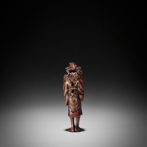 TADATOSHI: A LARGE WOOD NETSUKE OF GAMA SENNIN TADATOSHI: A LARGE WOOD NETSUKE o&hellip;