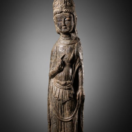 A RARE AND IMPORTANT LIMESTONE FIGURE OF A BODHISATTVA, LONGMEN GROTTOES, NORTHE&hellip;