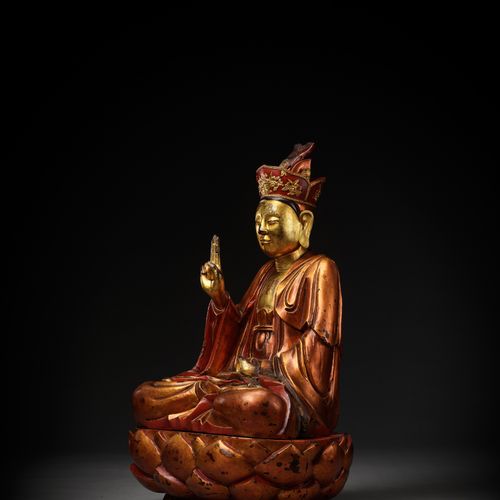 A LARGE GILT-LACQUERED WOOD FIGURE OF A BODHISATTVA, VIETNAM, 17TH-18TH CENTURY &hellip;